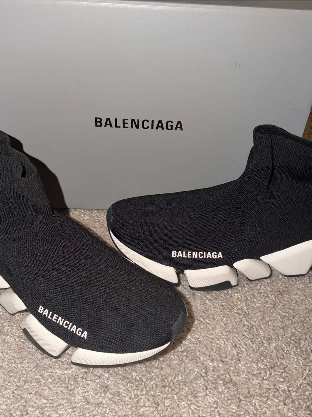 Balenciaga Speed Trainer Sock Sneakers Black & White - Women’s